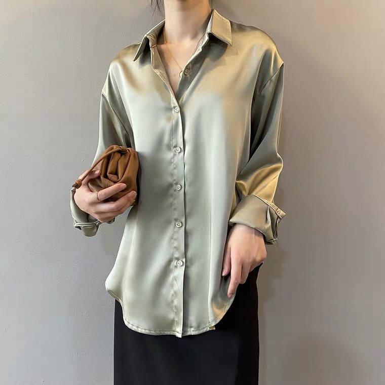 Áo sơ mi lụa satin Thiết kế phụ nữ gợi cảm nhỏ 2020 mùa hè Hàn Quốc của áo sơ mi bụi lạnh lỏng lẻo