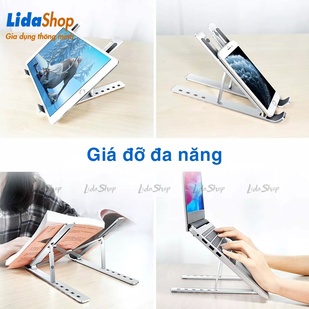 Giá đỡ LAPTOP, MACBOOK, IPAD bằng nhôm có thể điều chỉnh được độ cao, đế tản nhiệt laptop, đế kê laptop nhôm gấp gọn