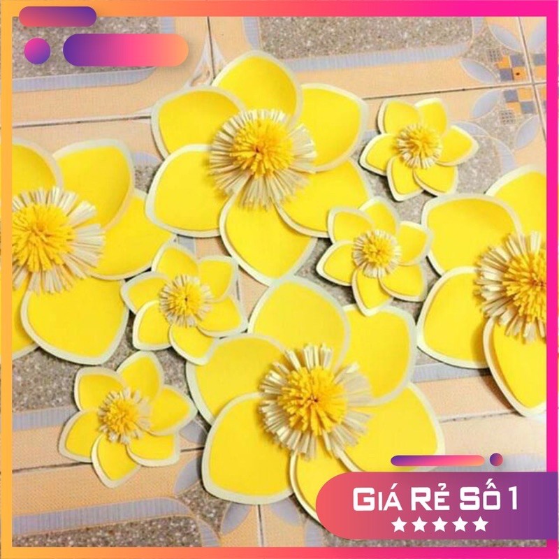 Bộ Mẫu Cánh Hoa Mai 9 Cánh Chất Liệu Form 3mm Size 15cm - 45cm