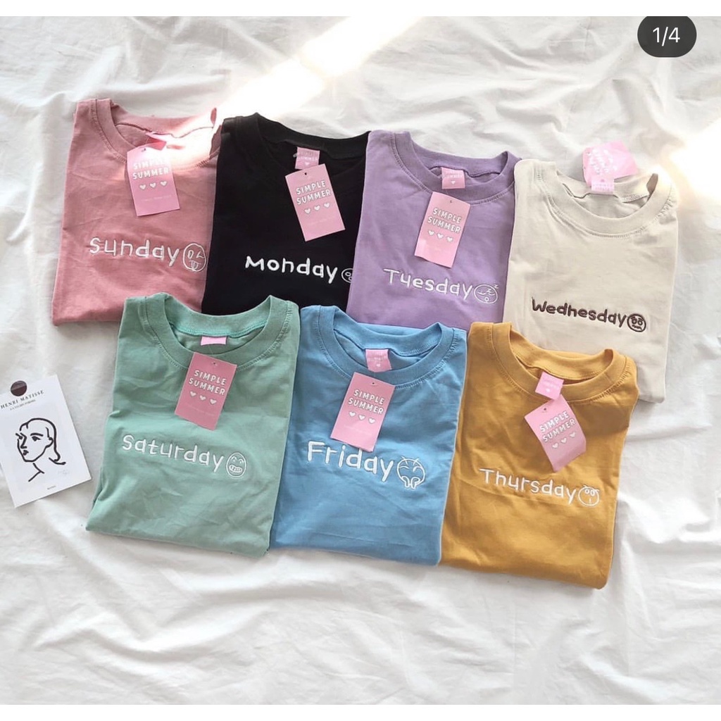 Áo thun thêu chữ 7 ngày trong tuần, áo phông nam nữ unisex cặp đôi Bencyshop