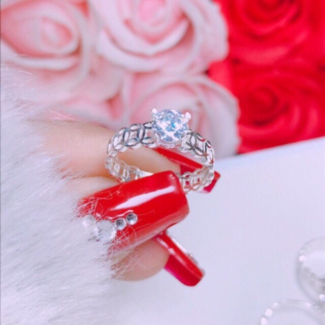 Nhẫn kim tiền tài lộc gắn đá bạc ta cho nữ-Minh Tâm Jewelry
