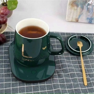 Cốc hâm nóng đồ uống kèm đế điện, bộ cốc sứ kèm đế điện hâm nóng trà, cafe, hâm sữa