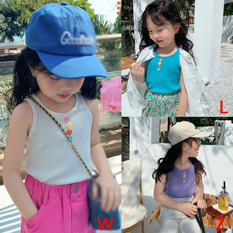 Áo Không Tay Màu Sắc Đơn Giản Dễ Phối Đồ Thời Trang Mùa Hè Cho Bé Gái