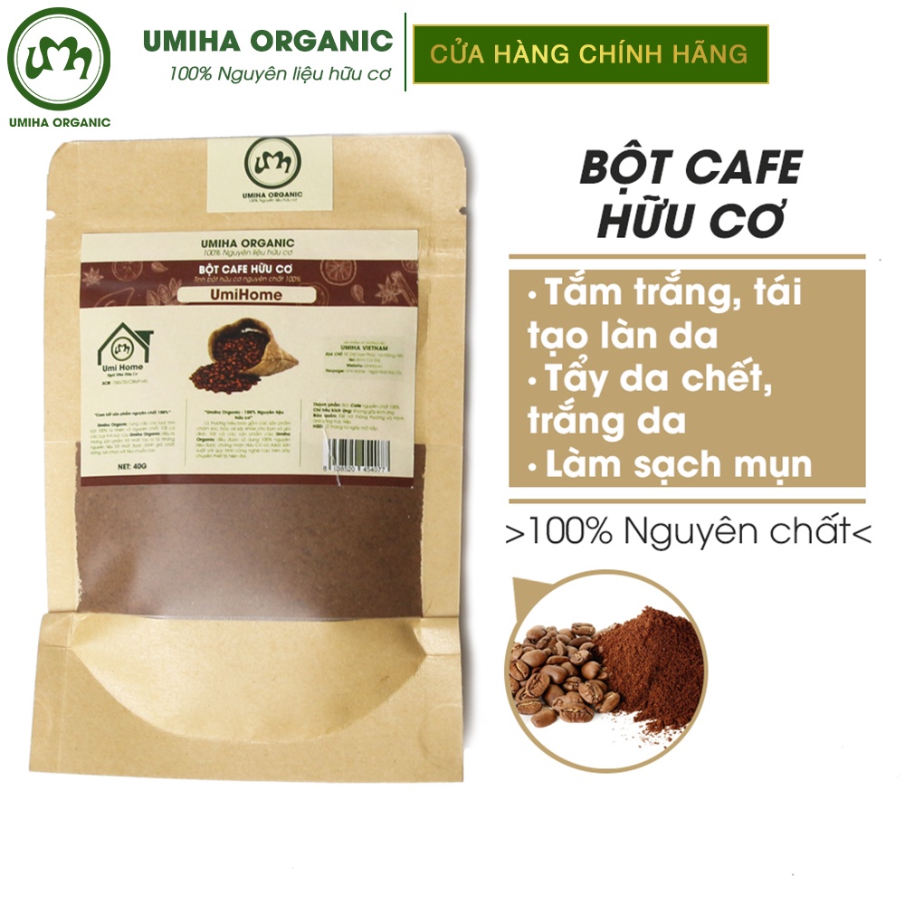 Bột Cà Phê dưỡng trắng da hữu cơ UMIHA nguyên chất 40G | Coffee Powder 100% Organic