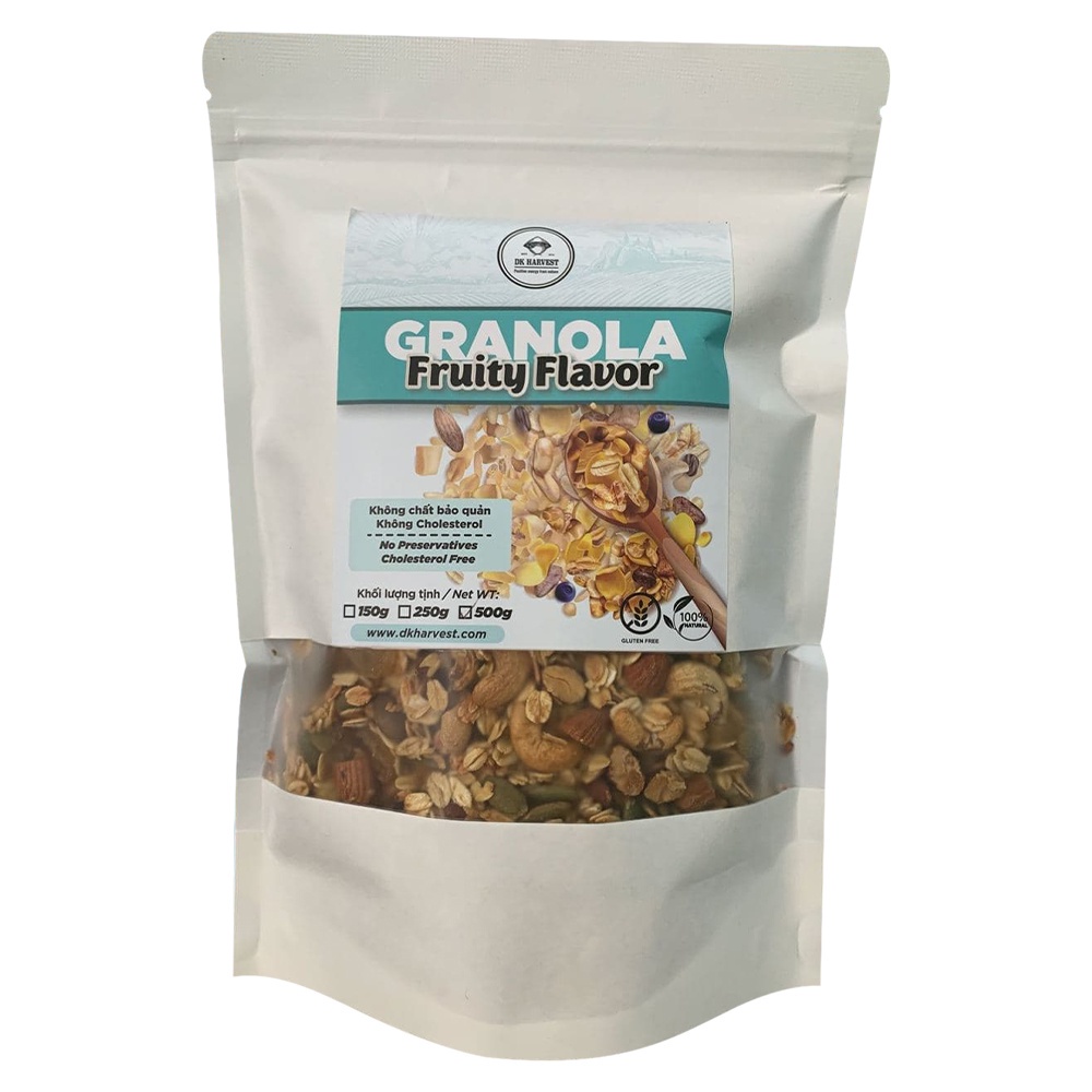 COMBO Tiết Kiệm - Granola Vị Trái Cây Siêu Hạt + Chén/Bát Gáo Dừa (Kèm Muỗng Dừa) DK Harvest