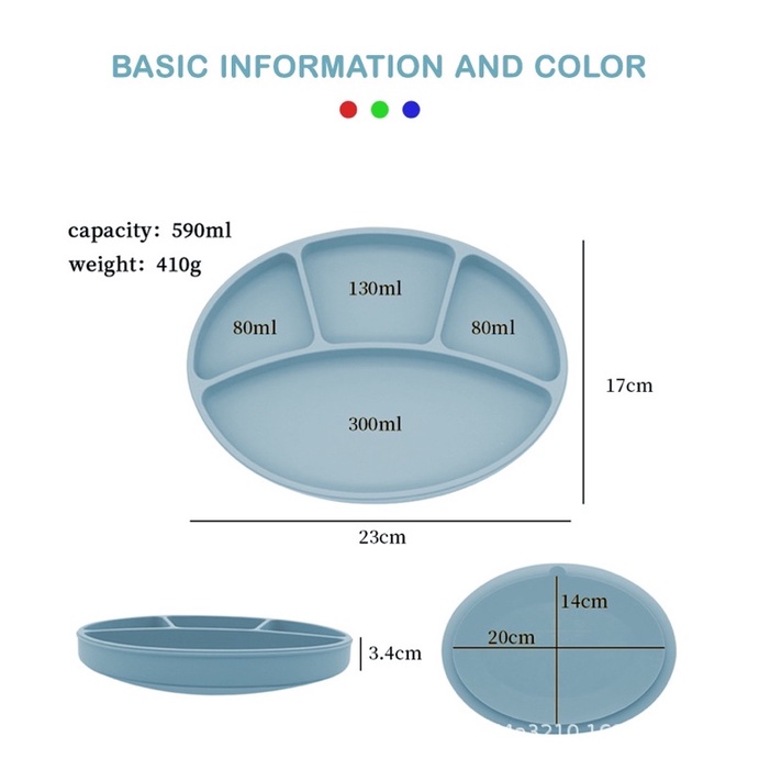 Ảnh thật khay ăn dặm silicon cao cấp Oval 4 ngăn màu Pastel có đế hít chống đổ, Không Chứa BPA  - Shop Mẹ Sam
