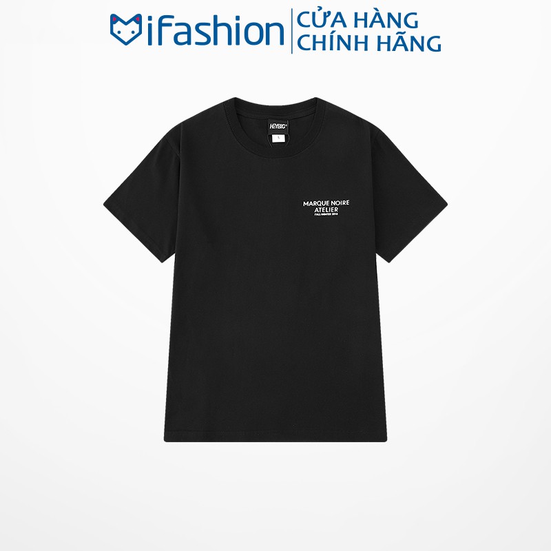 Áo thun tay lỡ IFASHION 100% cotton dáng unisex form rộng in chữ marque noire atelier N077