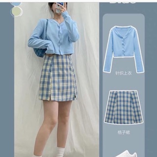 SET ÁO CROPTOP + CHÂN VÁY CARO