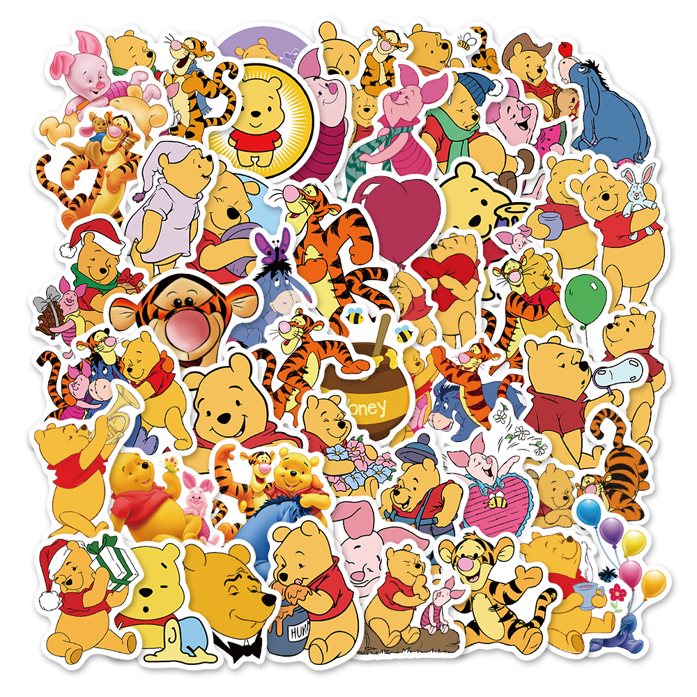 Set 50 hình dán Graffiti phong cách hoạt hình Winnie the Pooh dễ thương