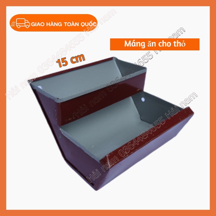 Máng ăn cho thỏ - Máng ăn 2 tầng , tôn dày , được sơn tĩnh điện chống han - Loại 15 cm