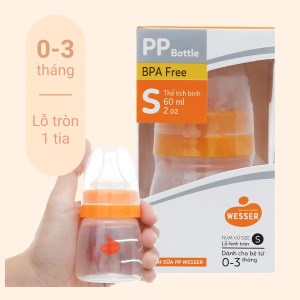 Bình Sữa Wesser Cổ Hẹp PP Mẫu mới 60ml - 140ml - 250ml