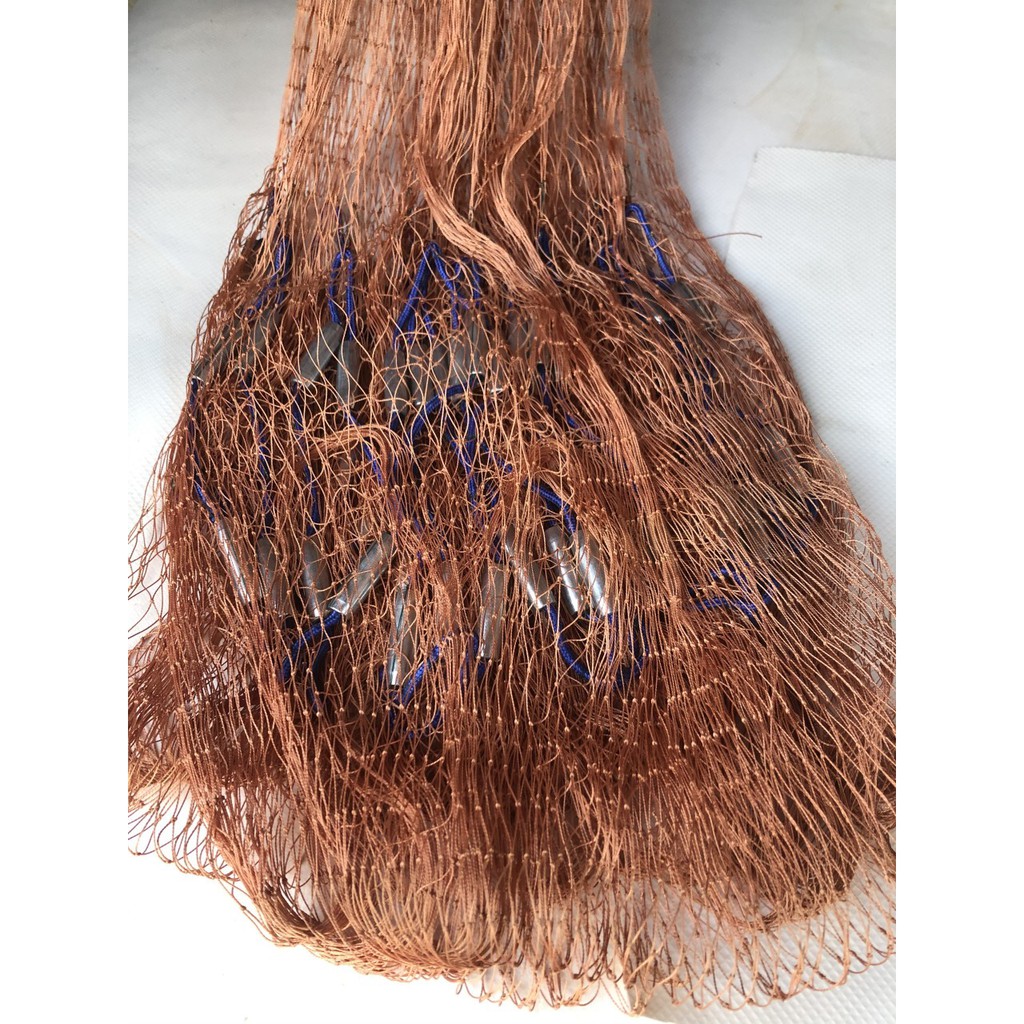 Chài dù nâu đánh bắt cá cao 4m nặng 5kg mắt 4cm chân chì đuc, Sợi dù thái lan