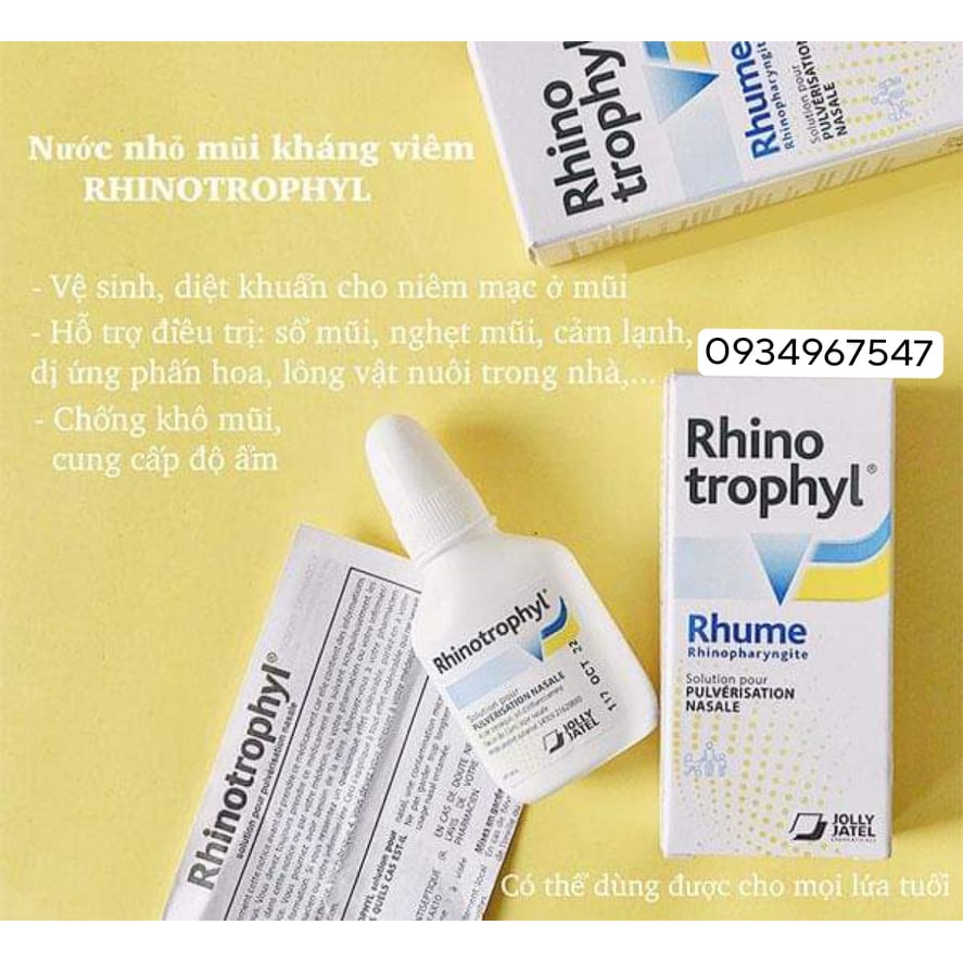 Nhỏ Mũi 12ml Rhino trophyl Pháp Giúp Chống Viêm, Kháng Khuẩn Cho Bé Date 2023