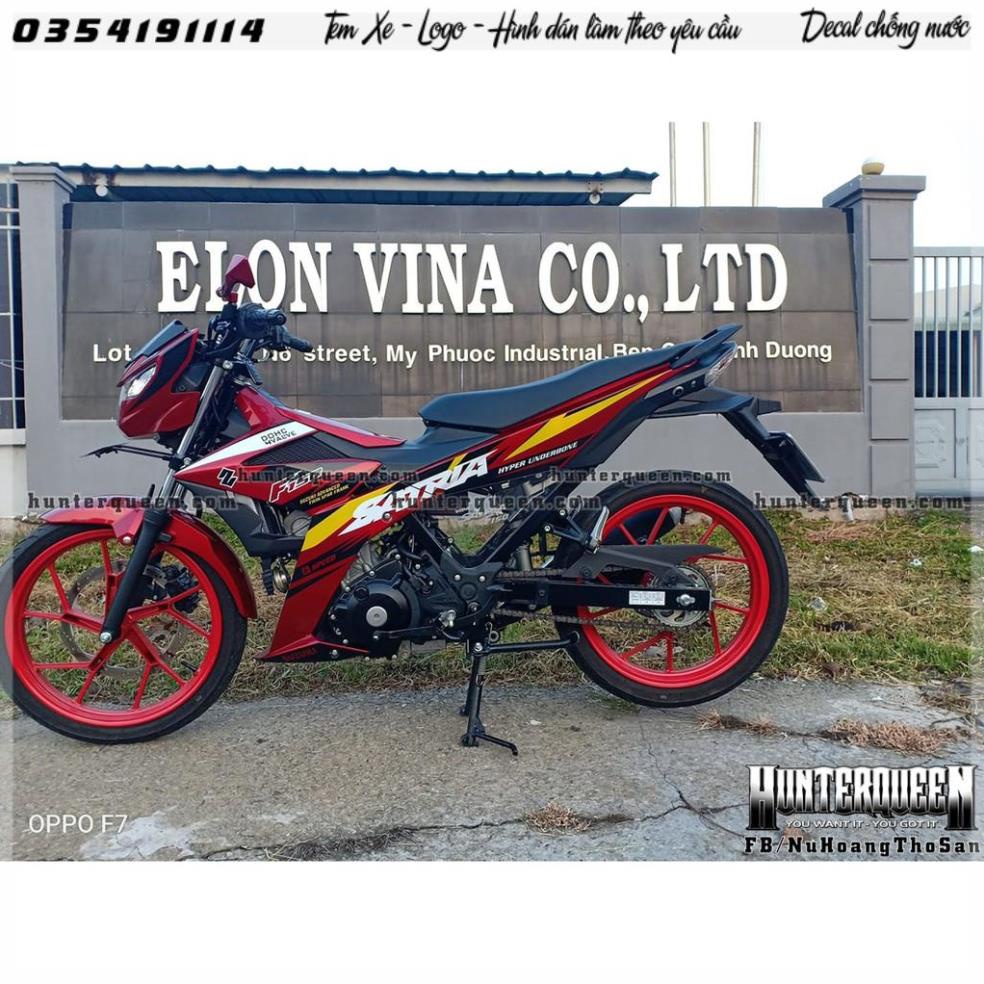 Hot! Tem rời xe RAIDER FI vàng đen nổi bật. Chỉnh sửa theo yêu cầu, mua để nhận quà. Decal chất lượng, bền đẹp
