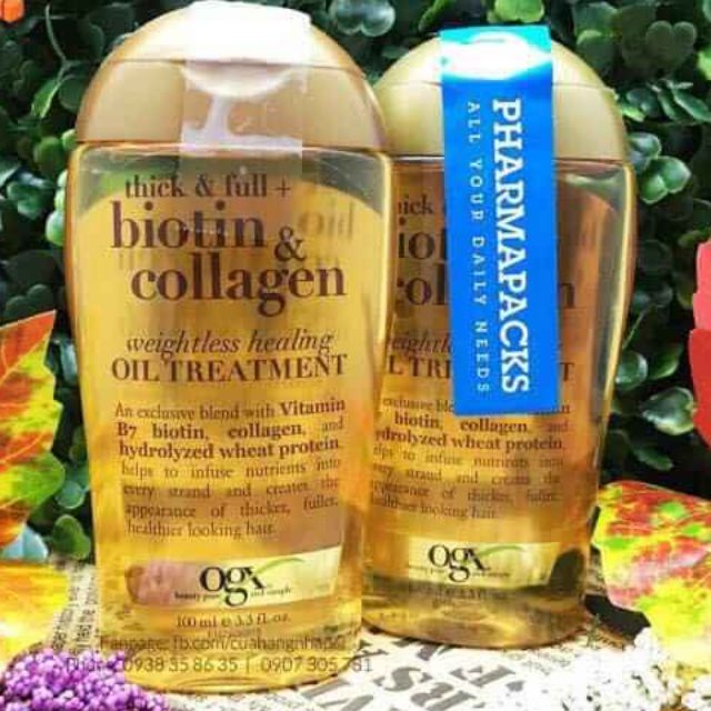 Dưỡng tóc OGX Biotin & Collagen Weightless Healing oil 100ml