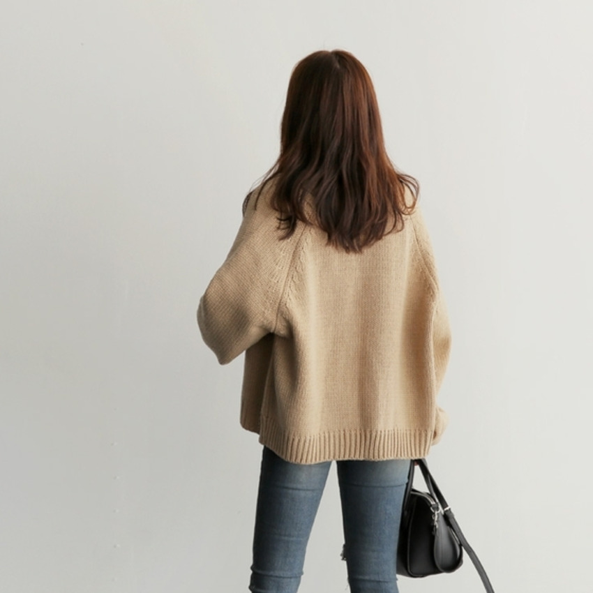 Áo Khoác Cardigan Dệt Kim Dáng Rộng Phong Cách Hàn Quốc Cho Nữ