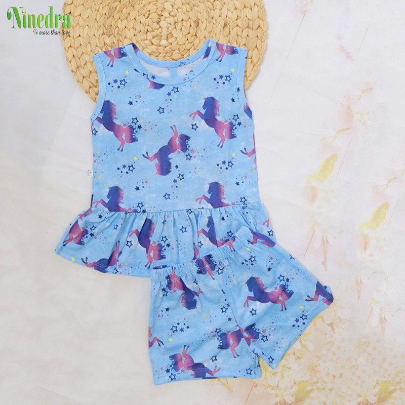 Đồ bộ thun cotton hình chú ngựa Pony cho bé gái 11-22kg - Ninedra