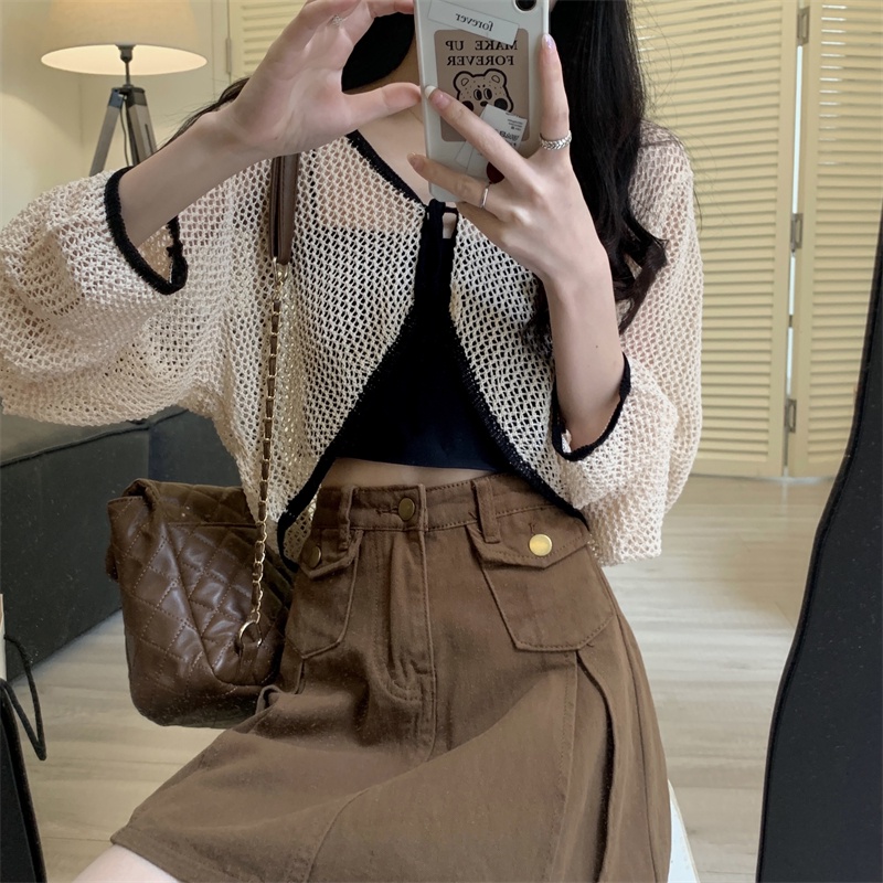 Áo khoác cardigan XIAOZHAINV dệt kim tay dài che nắng 5 màu sắc tùy chọn phong cách Hàn Quốc dành cho nữ