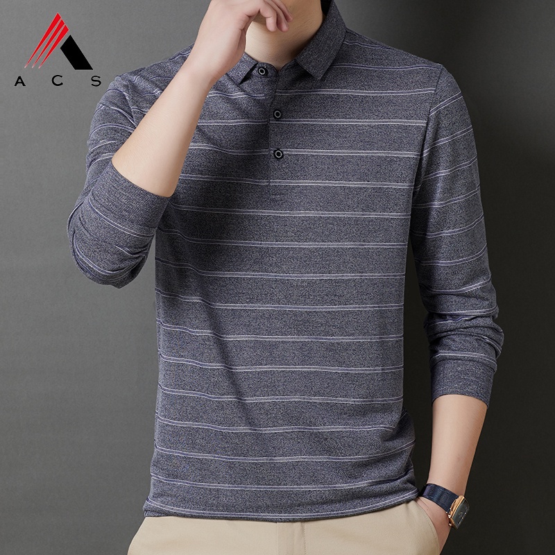 Áo thun polo tay dài kẻ sọc 4 màu sắc chọn lựa cho nam