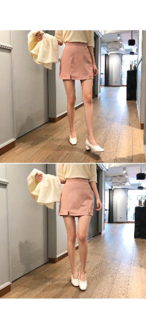 M20-Chân váy chữ A hồng phấn xẻ 2 vạt trước | BigBuy360 - bigbuy360.vn