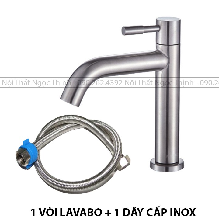 Vòi Lavabo Lạnh STN-601 (18CM)  inox 304_ vòi lavabo inox cao cấp dùng cho chậu rửa mặt