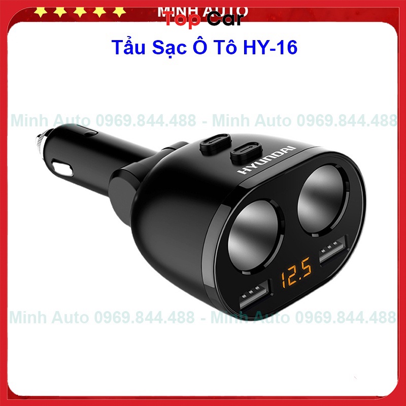 Tẩu Sạc Ô Tô - Tẩu Chia Sạc Hyundai HY16 - Có Đèn Led Báo Hiệu Điện Áp, phù Hợp Cho Tất Cả Các Dòng Xe