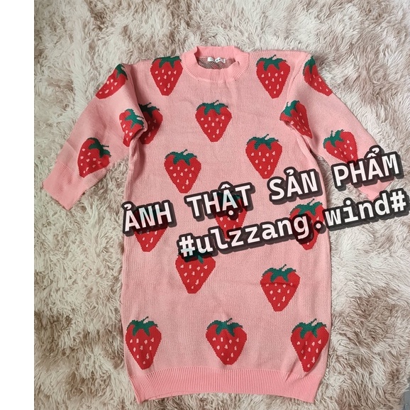 Đầm maxi len dâu tây 3 màu - u.w