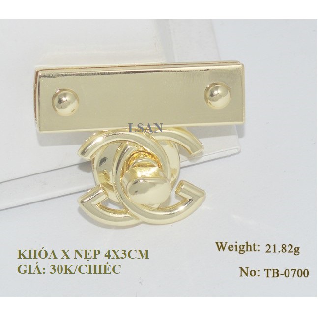 Khóa X Nẹp - Ngang 4cm x Cao 3cm - Phụ Kiện Túi Xách