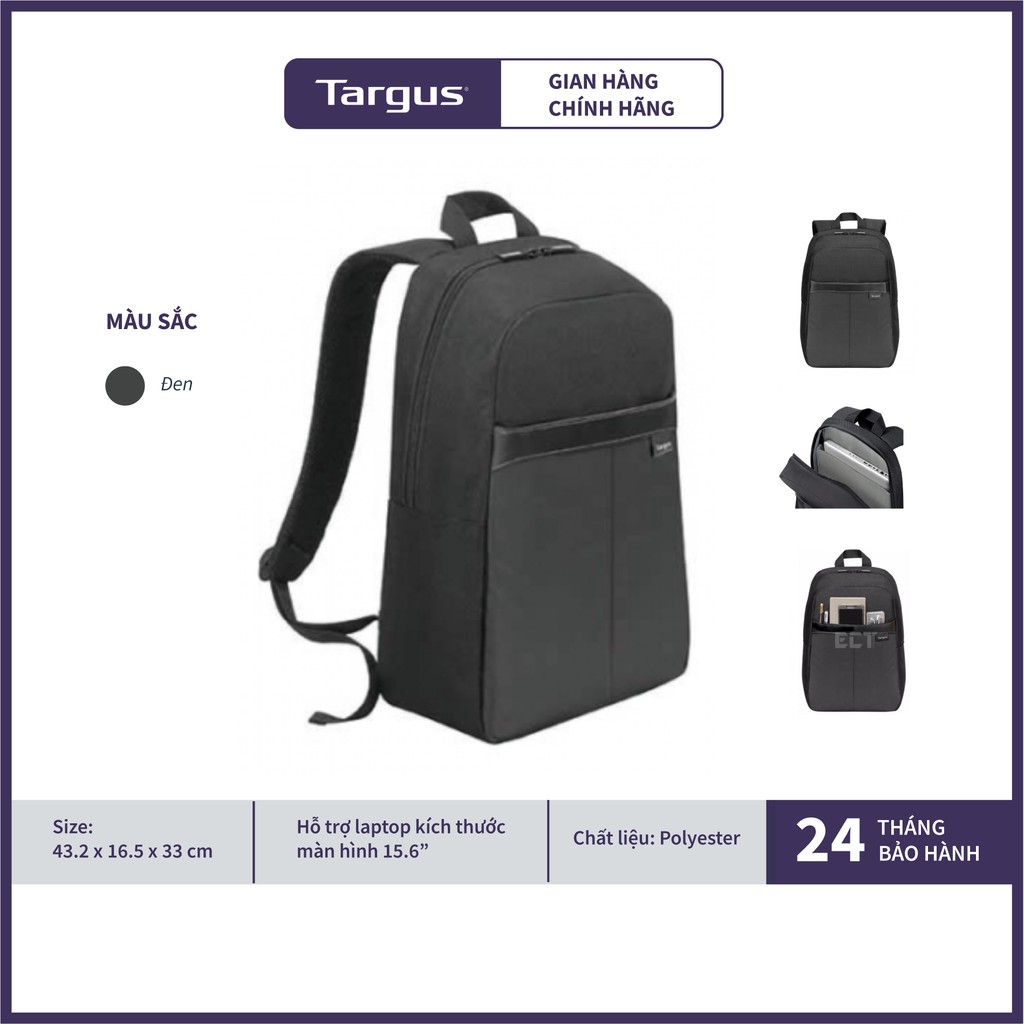 Balo Laptop Targus TSB883 Safire Business Casual Backpack 15.6 inch - Hàng Chính Hãng