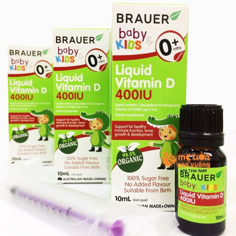 Vitamin D3 cho bé drop Brauer Vitamin D 400IU dạng lỏng cho trẻ em 10ml