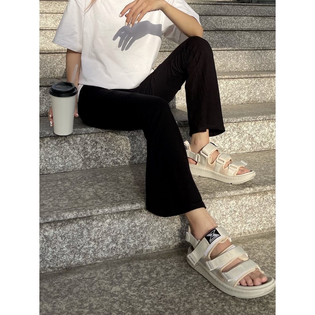 Giày Sandal nam nữ ZX 3719 LIGHT CREAM 3 quai ngang EVA công nghệ cao quai sau tháo rời làm dép, không có khóa