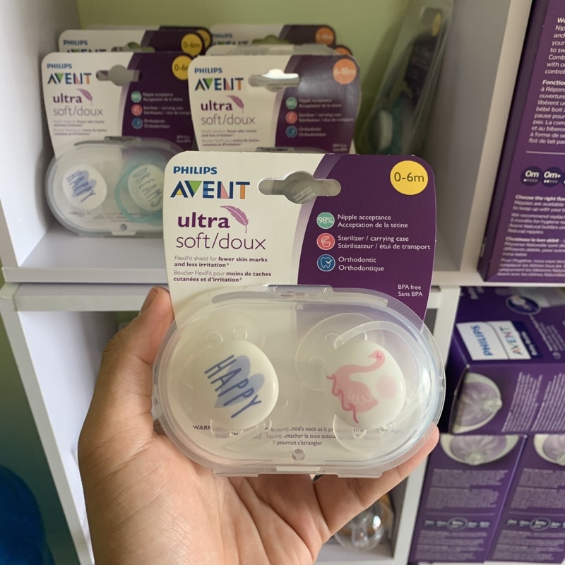 Núm Ty Ngậm Avent Ultra Air Dành Cho Bé từ 0-6 Tháng, 6-18 tháng, Giúp Bé Tự Ngủ, Chỉnh Nha Chống Vẩu