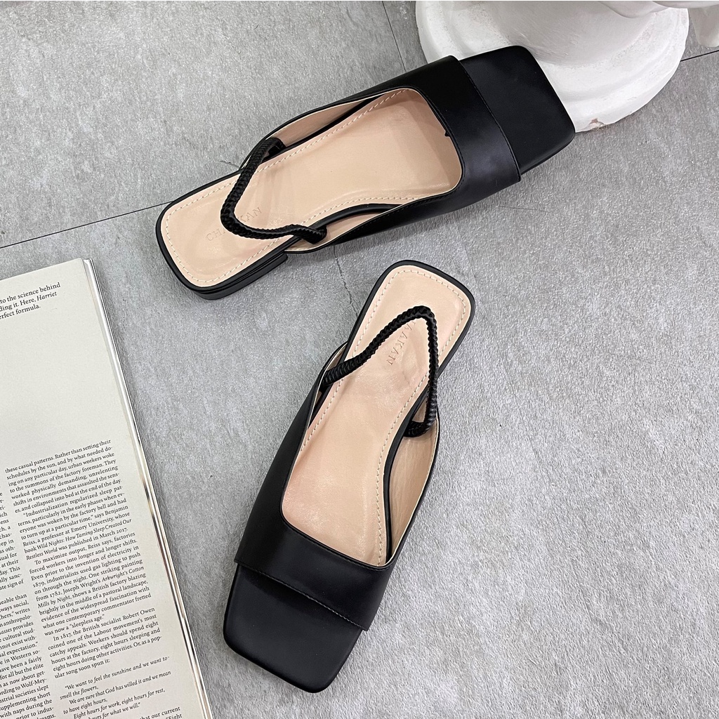 Giày Sandal Trệt Nữ CHAANKAN HỞ MŨI 2P VNXK