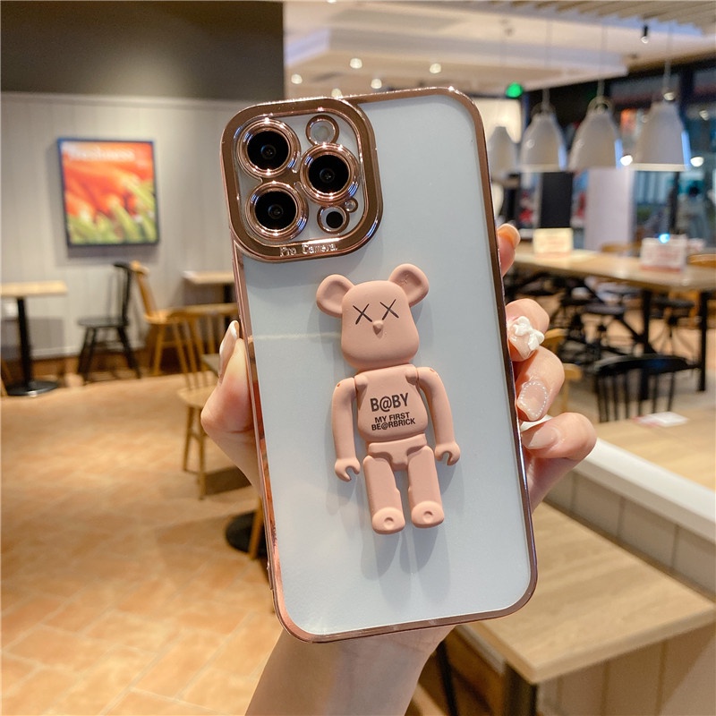 Ốp Điện Thoại Trong Suốt Chống Sốc In Hình Gấu Kèm Giá Đỡ Cho for i-phone11 12 13PROMAX X XS XR XSMAX i-phone7 8PLUS