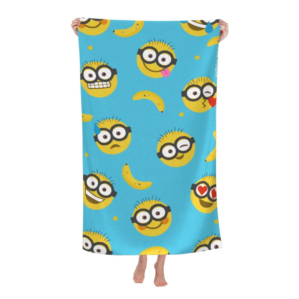 Khăn Tắm Cỡ Lớn Bằng Sợi Siêu Nhỏ Nhanh Khô Không Cát Hình Minions Vui Nhộn