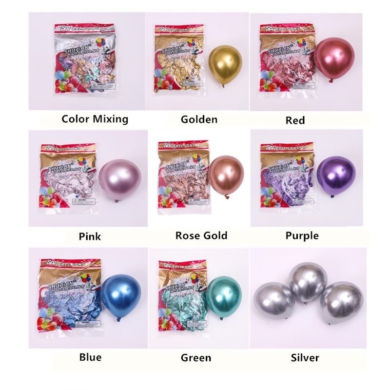 Set 10 Bong Bóng Cao Su 5 Inch Ánh Kim Loại Dùng Trang Trí Tiệc Cưới/Sinh Nhật