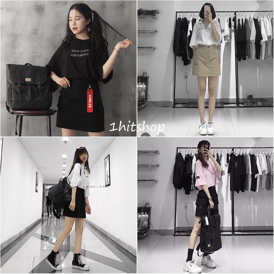 Chân Váy KAKI TÚI HỘP Nữ (Box Skirt) 1hitshop