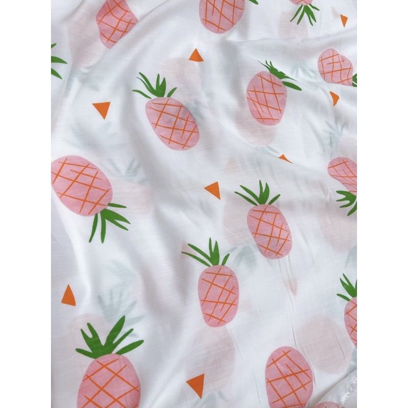 vải đũi mềm mát mịn hình quả dứa to nhiệt đới