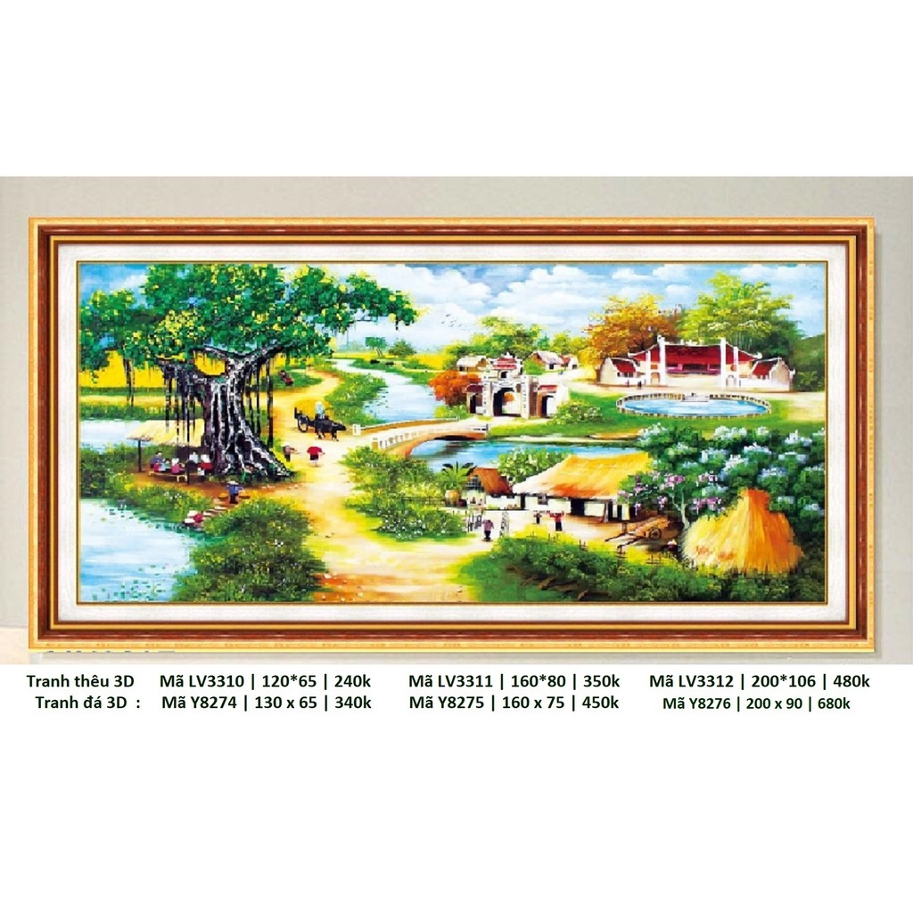 Tranh thêu chữ thập phong cảnh làng quê Lavender  LV3310 (120 x 65 cm); LV3311 (160 x 80 cm); LV3312 (200 x 90 cm)