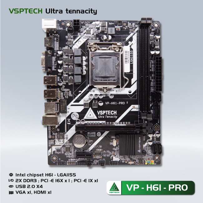 Main VSP H61 Pro Sockets 1155 Ram DDR3 VGA HDMI - Hàng chính hãng