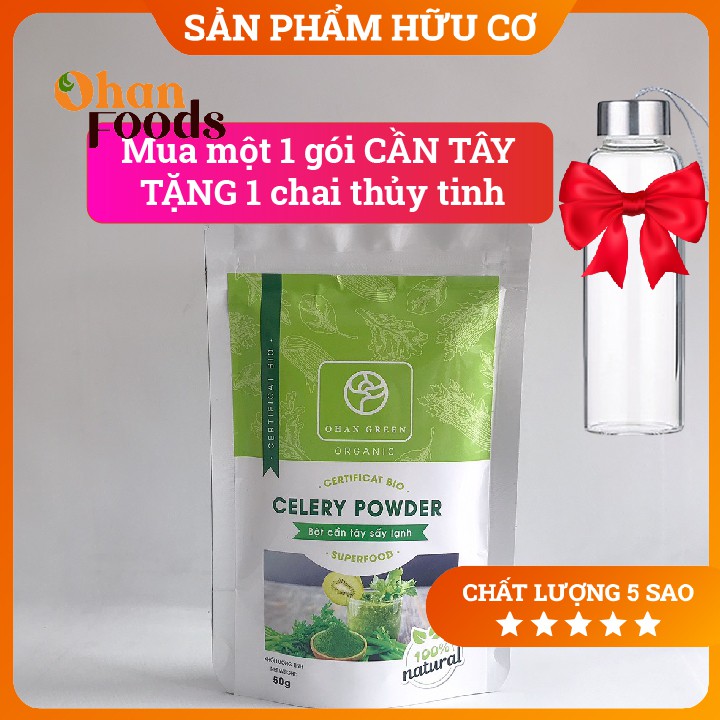 Bột Cần Tây Cao Cấp,Nguyên Chất OhanGreen 100% Giảm Béo Giảm Mụn Đẹp Da 50gram,1 Lộ Trình 2 Gói,Mua 2 tặg 1 Thìa Gỗ