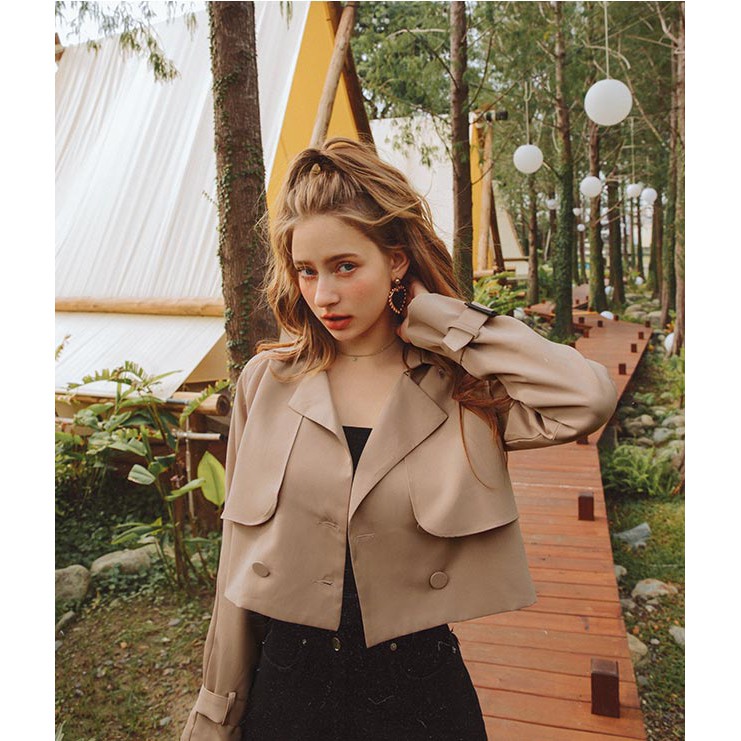 [Mã FAMALLT5 giảm 15% đơn 150k] Áo khoác trench coat dáng lửng Nữ Air Space 2030126004 | BigBuy360 - bigbuy360.vn