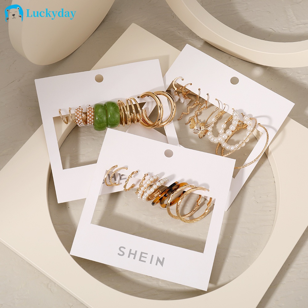 Set 5 đôi khuyên tai mạ vàng thời trang Hàn Quốc cho nữ