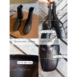 Giày boot nữ cổ thấp gót 5p da mềm