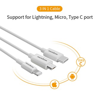 Cáp 3 trong 1 (micro+lightning+ Type C) Wopow LC806