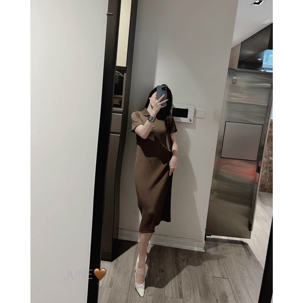 Váy polo nữ suông bigsize dáng dài NÂU TÔN DÁNG
