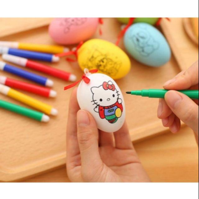 Trứng tô màu cho bé tập tô vẽ kèm 4 bút màu,đồ dùng học tập dễ thương làm quà tặng học sinh tiểu học giá rẻ QT02