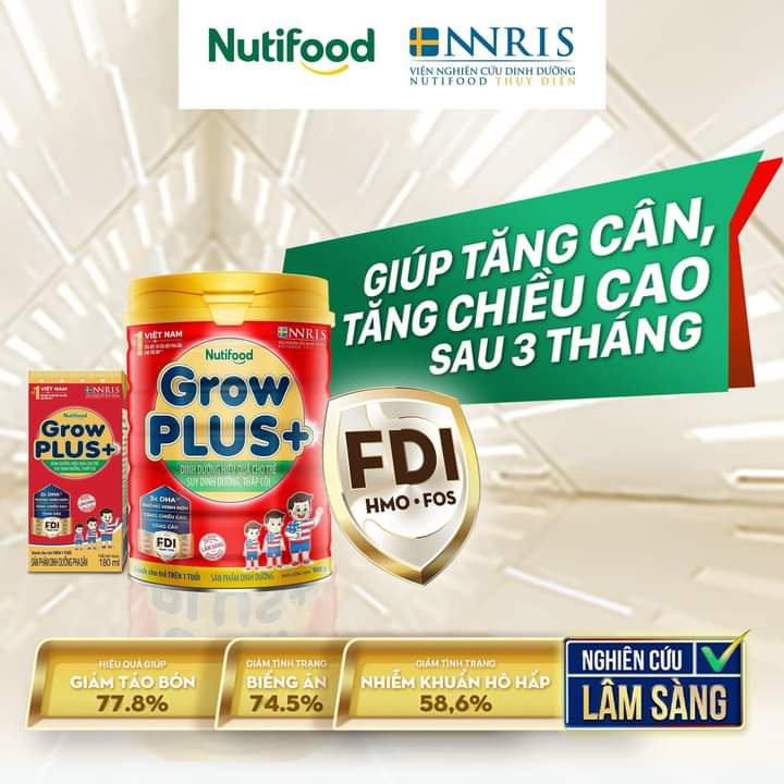 Lon Sữa 900g và 1500g Nutifood Grow Plus Đỏ  sản phẩm cho trẻ suy dinh dưỡng thấp còi