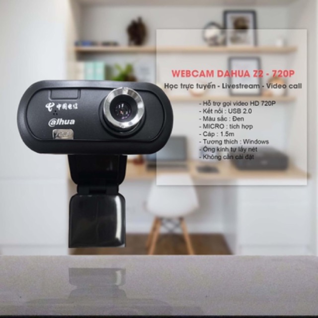 Webcam Dahua Z2 HD 720p chuyên phục vụ học online trực tuyến, họp zoom qua mạng.( Hàng chính hãng siêu nét )