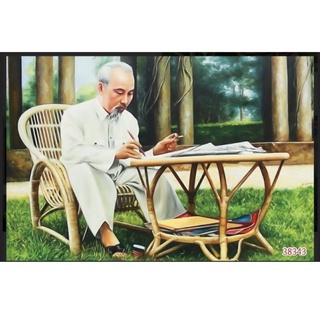 tranh Lụa dán tường 3d tranh hình ảnh Bác Hồ kt 1m2 x 0.8m